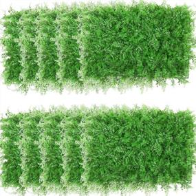img 1 attached to 12 Piece Artificial Fern Wall Panel Set For Indoor And Outdoor Decor - Beautiful Faux Boxwood Hedge Greenery Backdrop With Artificial Fern Leaves - Dimensions 24 X 16 Inches (L X W)