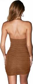 img 3 attached to Glittery Backless Halter Mini Dress With Ruched Design For Women - Sleeveless Bodycon Party Dress Perfect For Clubwear