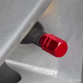 img 1 attached to 🔴 Red Anodized Aluminum Tire Valve Stem Caps - Universal Fit for Cars, Trucks, Motorcycles, SUVs, Bikes, and Wheels.