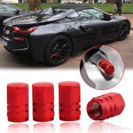 🔴 red anodized aluminum tire valve stem caps - universal fit for cars, trucks, motorcycles, suvs, bikes, and wheels. логотип