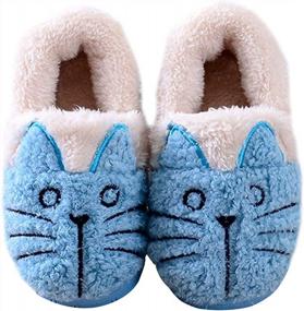 img 4 attached to Cuddly Cat-Inspired Warm House Slippers For Women And Kids - Perfect For Cosy Winter Nights!