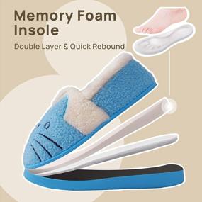 img 2 attached to Cuddly Cat-Inspired Warm House Slippers For Women And Kids - Perfect For Cosy Winter Nights!