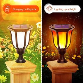 img 2 attached to 2 Pack LUYE Solar Flame Post Lights - IP65 Waterproof Fits 4X4 5X5 6X6 Posts For Outdoor Decorations