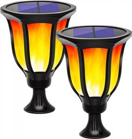 img 4 attached to 2 Pack LUYE Solar Flame Post Lights - IP65 Waterproof Fits 4X4 5X5 6X6 Posts For Outdoor Decorations