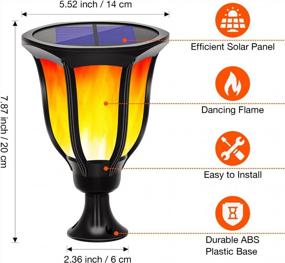 img 3 attached to 2 Pack LUYE Solar Flame Post Lights - IP65 Waterproof Fits 4X4 5X5 6X6 Posts For Outdoor Decorations
