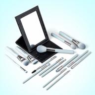 get flawless makeup with eigshow's 15pcs professional brushes and portable babyblue mirror! logo