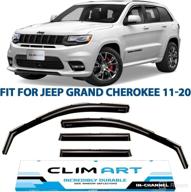 🚙 clim art in-channel rain guards for jeep grand cherokee 2011-2020: durable window deflectors and visors in dark smoke (4 pcs) logo