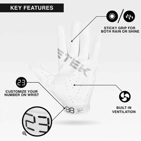 img 2 attached to EliteTek RG-14: Youth Football Gloves - No Wrist Strap, Superior Fit & Easy Slip-On Design for Kids