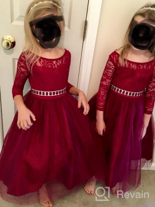 img 1 attached to Burgundy Rhinestones Holiday Christmas Flower Girls' Clothing review by Lequon Kirkpatrick