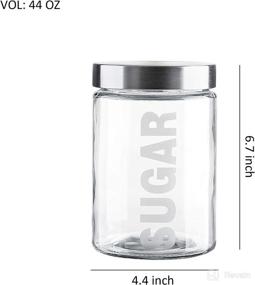 img 2 attached to 🏺 Airtight Glass Jars with Stainless Lids - Whole Housewares 3 Piece Canister Set for Coffee, Sugar, and Tea - 57/44/29 Oz Glass Storage Containers