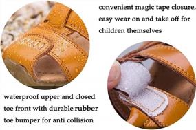 img 2 attached to PPXID Kids Boys Girls Leather Close Toe Sandals - Light-Weight Soft Sole Beach Shoes For Summer Outdoors