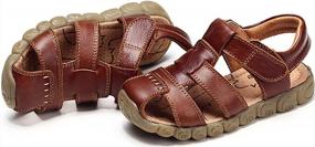 img 3 attached to PPXID Детские кожаные сандалии с закрытым носком для мальчиков и девочек - легкая пляжная обувь с мягкой подошвой для лета на открытом воздухе