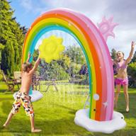 гигантский съемный спринклер с цветком и солнечной аркой с радужным дизайном - забавная водная игрушка для детей на открытом воздухе и в помещении, идеально подходящая для заднего двора, газона, парка и летних развлечений логотип