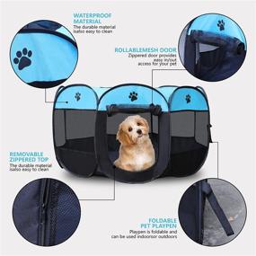 img 2 attached to WareHem Foldable Playpen Portable Exercise Dogs