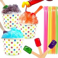 🍧 colorful 105-piece snow cone/shaved ice kit - rainbow cups, candy spoons, neon straws - ideal for birthdays, sporting events, concerts, festivals логотип