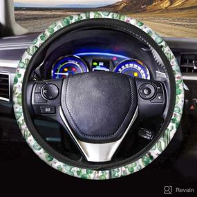img 4 attached to JoyLamoria Auto Steering Wheel Cover Full Lined Soft Padding Anti Slip Sweat Absorption Cactus Pattern Car Interior Decoration Gift For Women Girls