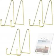 3 pack 6 inch golden plate stand - perfect for displaying frames, books, dishes & tabletop art! logo