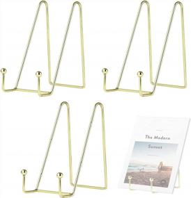 img 4 attached to 3 Pack 6 Inch Golden Plate Stand - Perfect For Displaying Frames, Books, Dishes & Tabletop Art!
