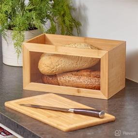 img 2 attached to 🍞 mDesign 100% Bamboo Bread Box Bin: Stylish Kitchen Storage with Clear Window & Large Capacity