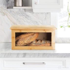 img 3 attached to 🍞 mDesign 100% Bamboo Bread Box Bin: Stylish Kitchen Storage with Clear Window & Large Capacity