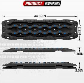 img 2 attached to Conquer Any Terrain With FIERYRED Recovery Traction Tracks: 2 Pcs Traction Mat With Mounting Pins Kit For Off-Road Adventures In Mud, Sand And Snow - Black With Blue