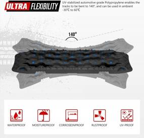 img 3 attached to Покорите любую местность с помощью FIERYRED Recovery Traction Tracks: 2 шт. тягового коврика с комплектом монтажных штифтов для внедорожных приключений в грязи, песке и снегу - черный с синим