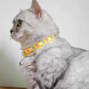 img 3 attached to 🐱 XPangle 6 Pcs Breakaway Cat Collar Set: Vibrant Nylon Kitty Collars with Bell, Mixed Colors for Kittens 7.5-12in