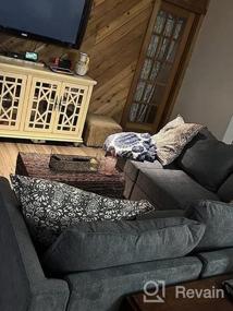 img 3 attached to Просторный модульный диван цвета морской волны: большой U-образный секционный диван HONBAY с двусторонним широким шезлонгом, пуфами и местом для хранения для гостиной или офиса
