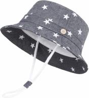 sun protection hat for kids - toddler boys girls wide brim summer play cotton baby bucket with chin strap | langzhen логотип