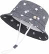 sun protection hat for kids - toddler boys girls wide brim summer play cotton baby bucket with chin strap | langzhen logo