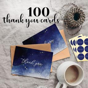 img 3 attached to Marbled Blue And Gold Thank You Cards - Set Of 100 Blank Thank You Notes With Envelopes And Stickers - Perfect For Baby Showers And More (4X6 Inches)