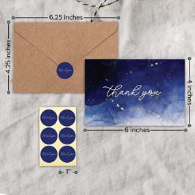 img 2 attached to Мраморно-синие и золотые благодарственные открытки - набор из 100 пустых благодарственных записок с конвертами и наклейками - идеально подходит для детского душа и многого другого (4X6 дюймов)
