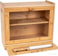 🍞 kitchen countertop bread box – 2-shelf bamboo pastry box with cutting board, serrated bread knife, and display window – bread keeper for pantry organization and storage by kitchen seven логотип