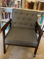 img 1 attached to Mid-Century Modern Accent Chair With Wooden Arms, Tufted Upholstered Back, And Deep Seat (24.4" X 18.3") By JIASTING review by Matt Crawford