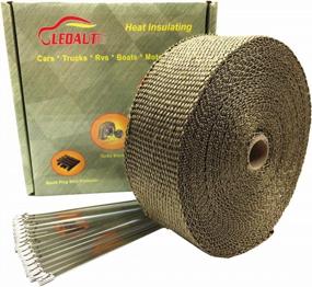 img 4 attached to 50' Titanium Exhaust Heat Wrap Roll For Motorcycle Fiberglass Heat Shield Tape With Stainless Ties By LEDAUT 2