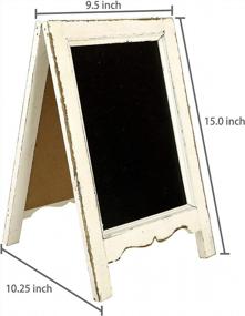 img 2 attached to MyGift Small Wood A-Frame Double-Sided Chalkboard Sign, Whitewashed Table Top Rustic Message Board