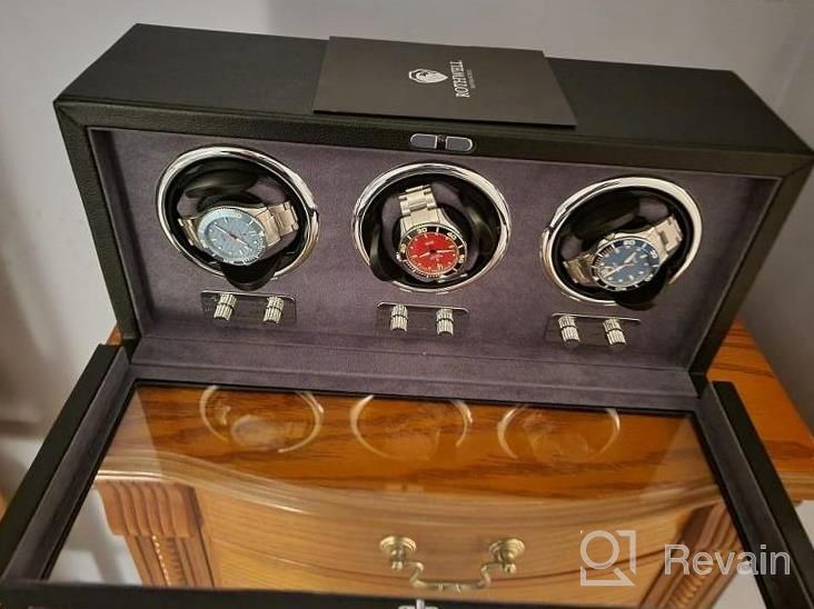 img 1 attached to ROTHWELL Triple Watch Winder: Quiet Motor, Multiple Speeds & Settings, For Automatic Watches - Black/Grey review by James Hardin