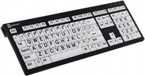img 1 attached to Клавиатура Nero для ПК с крупным шрифтом, тонким дизайном и раскладкой на американском английском, черный на белом от Logickeyboard