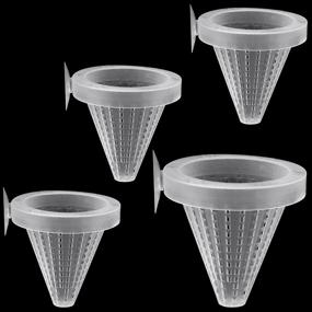 img 4 attached to 🐟 Enhance Fish Feeding with WEAVERBIRD 4PCS Aquarium Nematode Feeder: Live Blood Worm Cone Cup Basket with Suckers