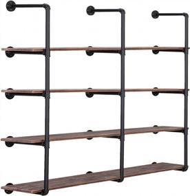 img 4 attached to 3 Pack Industrial Wall Mounted Iron Pipe Shelf - Rustic DIY Open Bookshelf For Kitchen Bathroom | Pynsseu Farmshouse Pipe Shelves