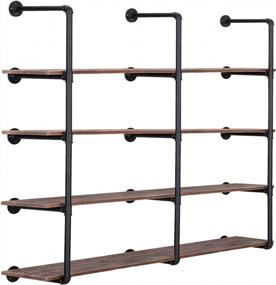 img 4 attached to 3 Pack Industrial Wall Mounted Iron Pipe Shelf - Rustic DIY Open Bookshelf For Kitchen Bath | Полки для труб Pynsseu Farmshouse