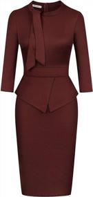 img 3 attached to Moyabo Women'S Tie Neck Vintage Bodycon Peplum Business Formal Work Pencil Dress For Office Wear