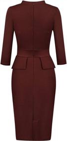 img 2 attached to Moyabo Women'S Tie Neck Vintage Bodycon Peplum Business Formal Work Pencil Dress For Office Wear
