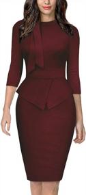 img 4 attached to Moyabo Women'S Tie Neck Vintage Bodycon Peplum Business Formal Work Pencil Dress For Office Wear