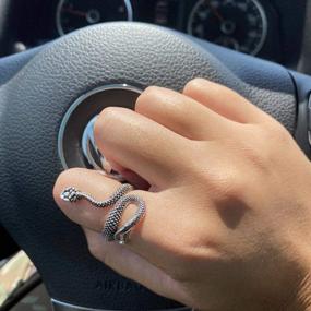 img 2 attached to 🐍 Gold Snake Ring for Men and Women: Gothic Silver Snake Rings - Adjustable Vintage Ring for Men (Eboy)