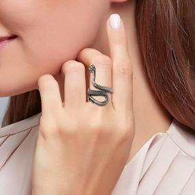 img 3 attached to 🐍 Gold Snake Ring for Men and Women: Gothic Silver Snake Rings - Adjustable Vintage Ring for Men (Eboy)
