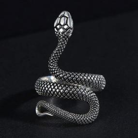 img 1 attached to 🐍 Gold Snake Ring for Men and Women: Gothic Silver Snake Rings - Adjustable Vintage Ring for Men (Eboy)