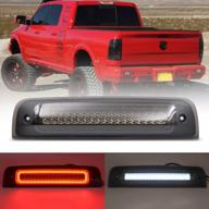 smoke lens nslumo led third brake light with red led strobe & white cargo light for 2009-2018 dodge ram 1500 2500 3500 pickup, replaces oem 55372082af logo