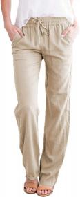 img 4 attached to Comfortable Women'S Casual Pants With Drawstring Elastic High Waist, Straight Leg, And Pockets