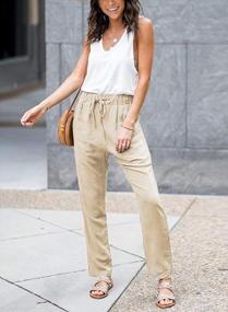 img 2 attached to Comfortable Women'S Casual Pants With Drawstring Elastic High Waist, Straight Leg, And Pockets